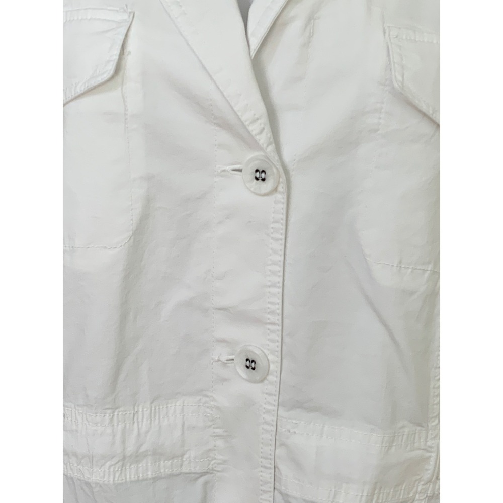Talbots Plus Women's White Utility Safari Jacket Cotton Blend Button Front 1X - Picture 2 of 9